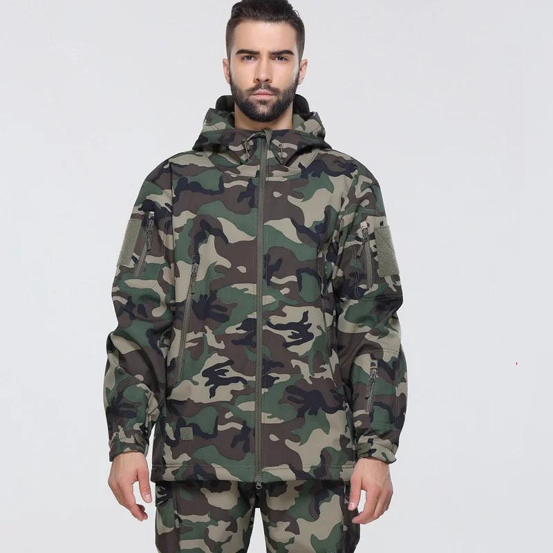 남성용 군사 전술 위장 하이킹 방수 소프트쉘 코트, 야외 등산 캠핑 플리스 바람막이 재킷, 22 색